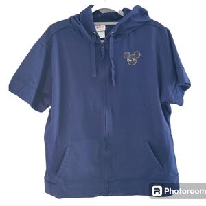 Disney Carpe diem short sleeved hooded full‎ zip Mickey and Minnie Mouse